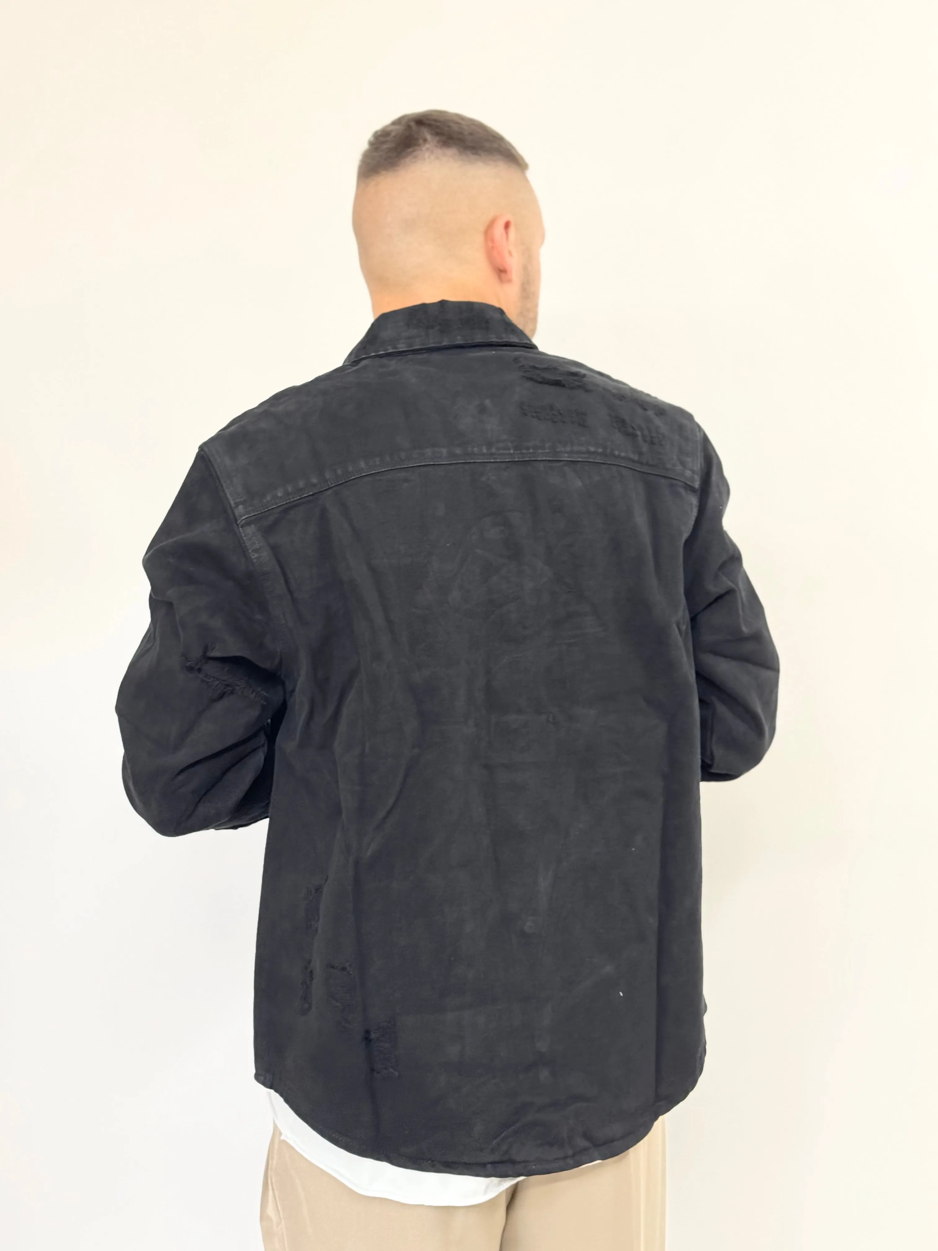 Giacca/Camicia B.L di jeans con rotture colorate