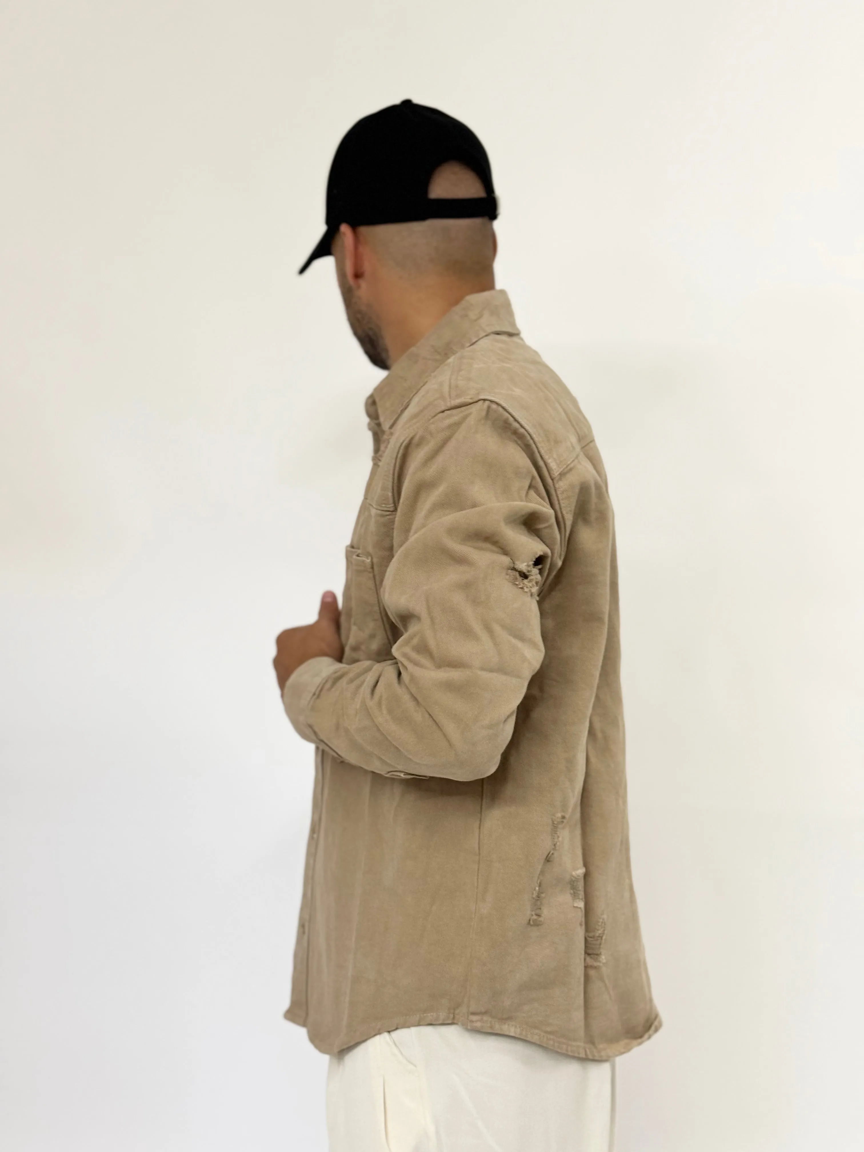 Giacca/Camicia B.L di jeans con rotture colorate