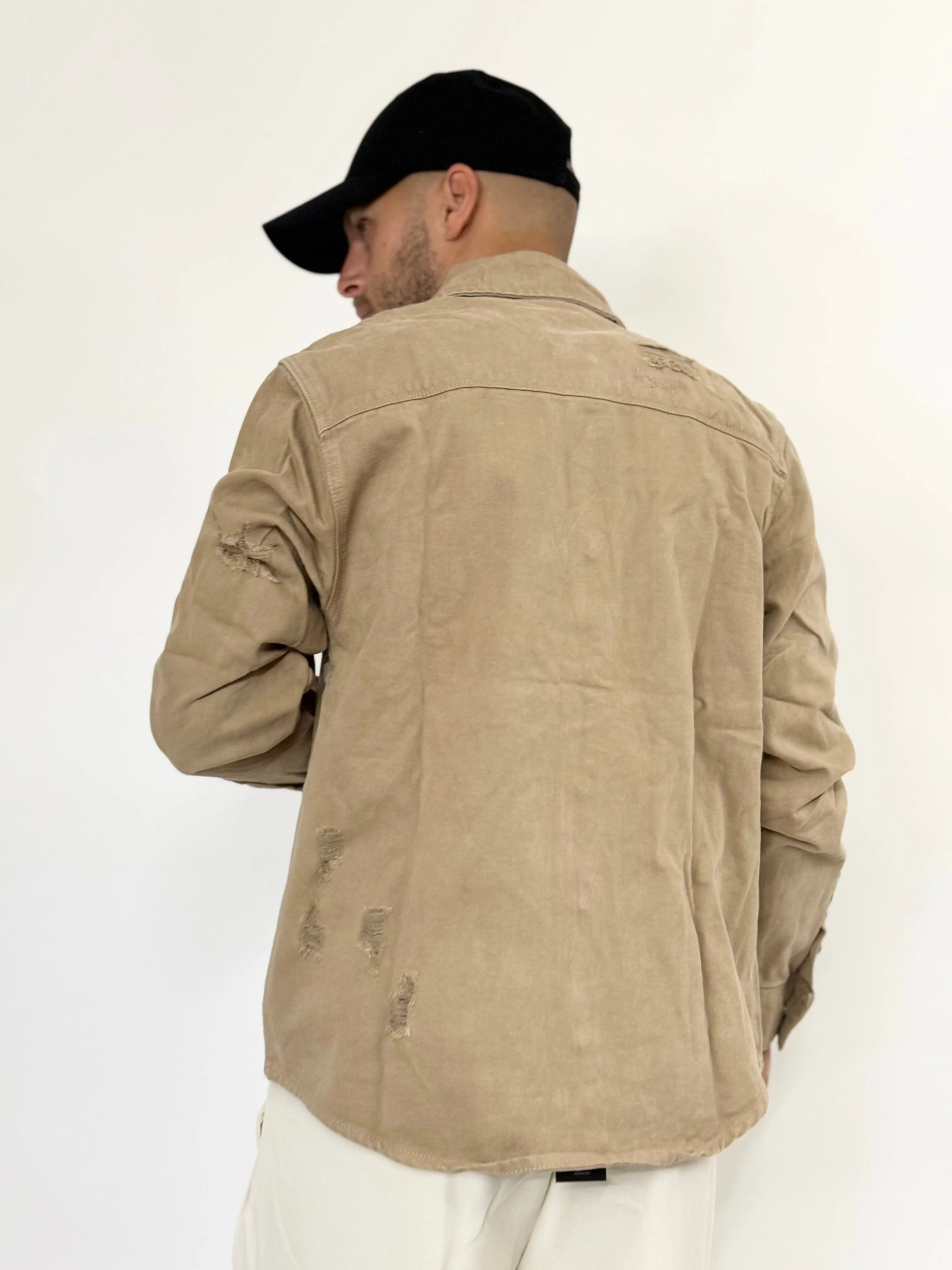 Giacca/Camicia B.L di jeans con rotture colorate