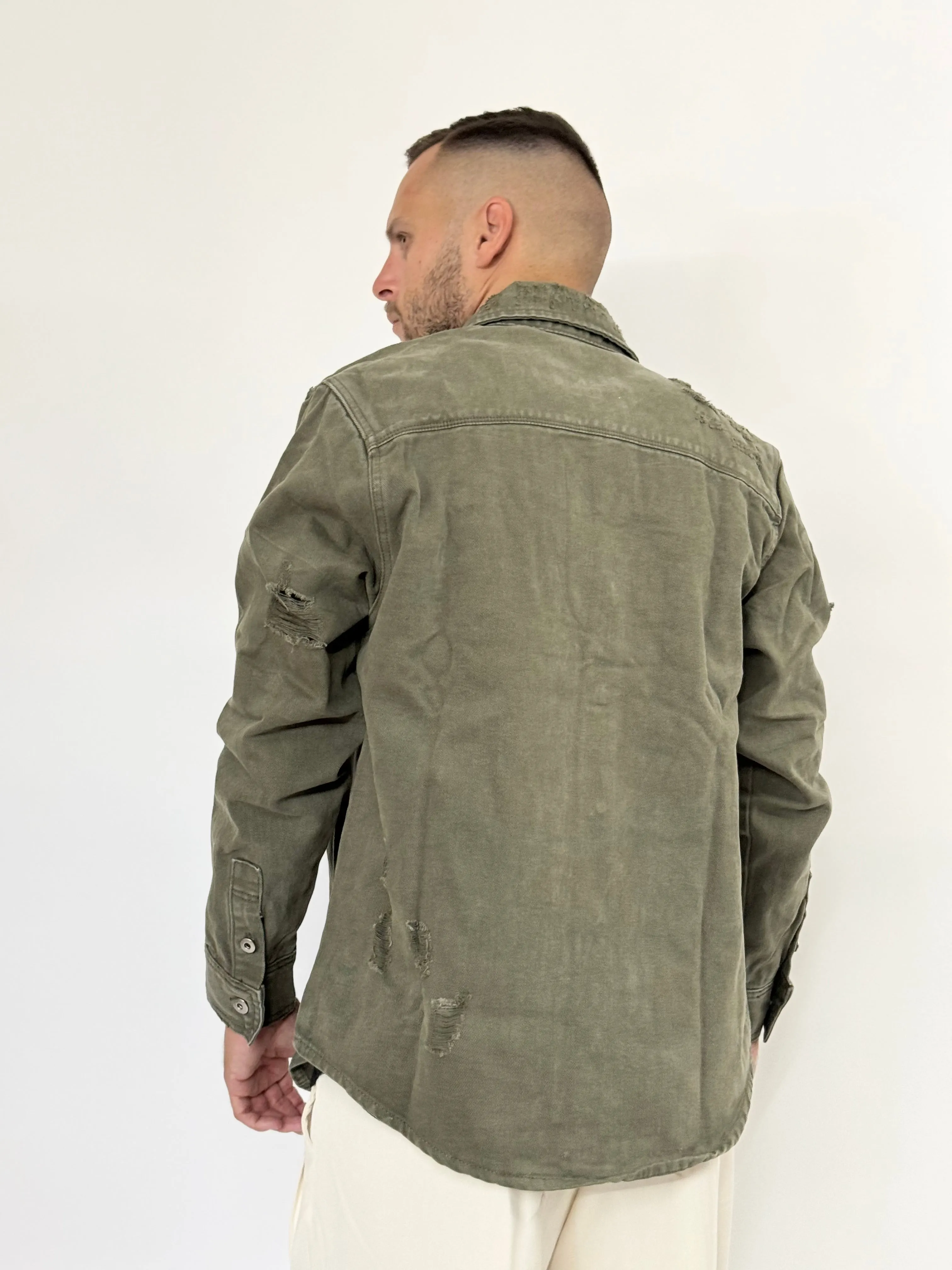 Giacca/Camicia B.L di jeans con rotture colorate