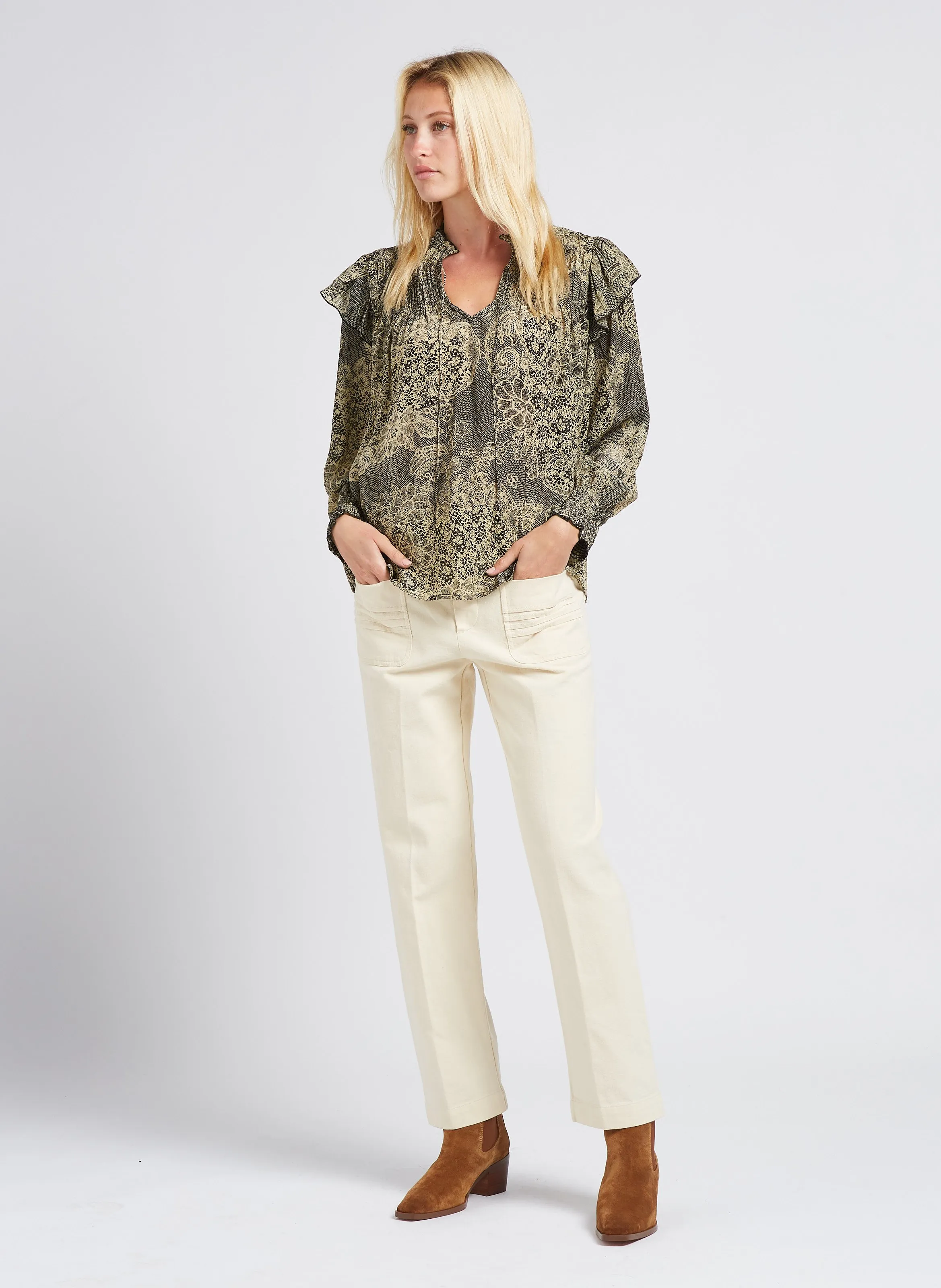  SWILDENS   ERNEST - Pantaloni dritti in cotone | Bianco