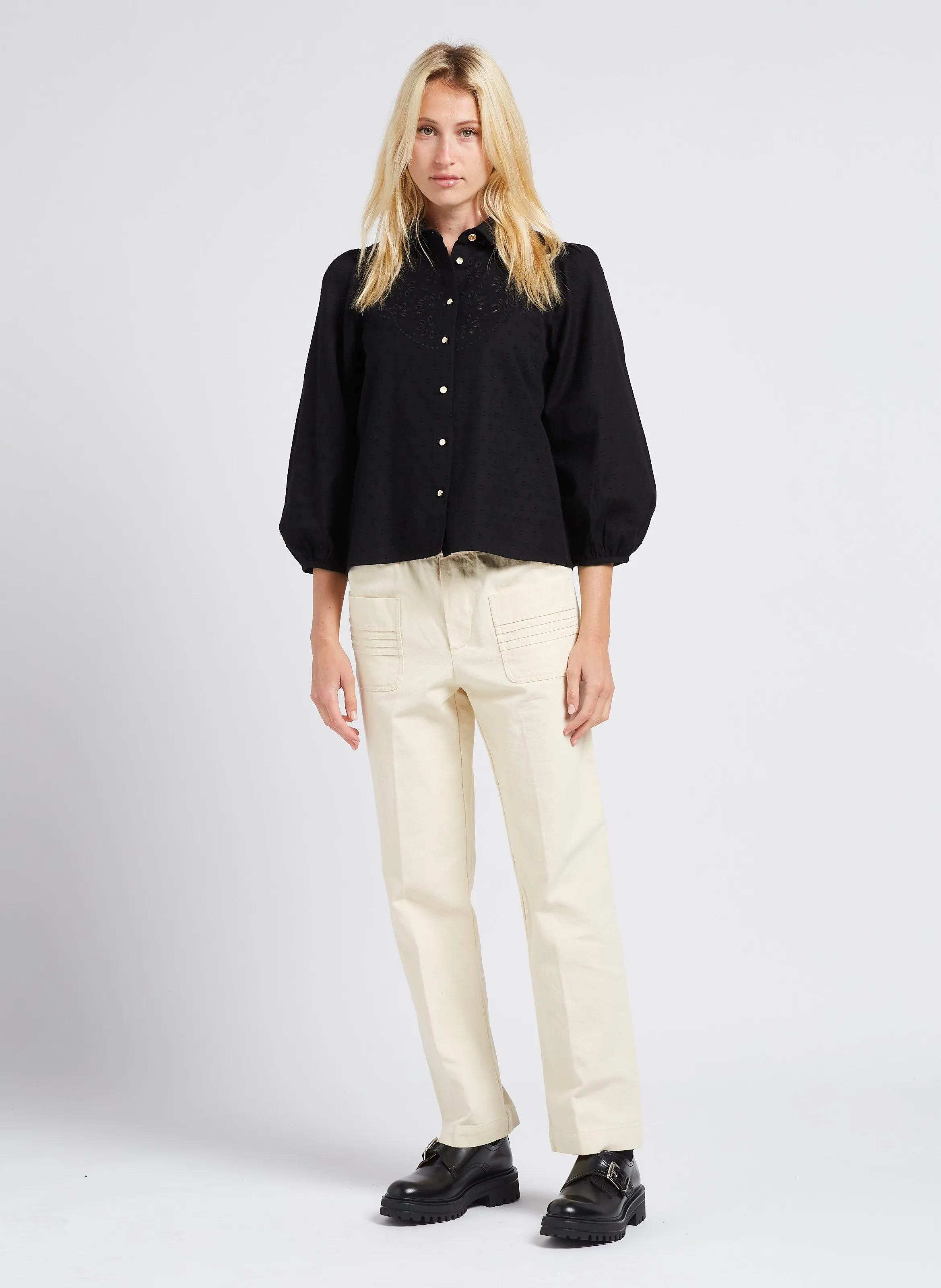  SWILDENS   ERNEST - Pantaloni dritti in cotone | Bianco