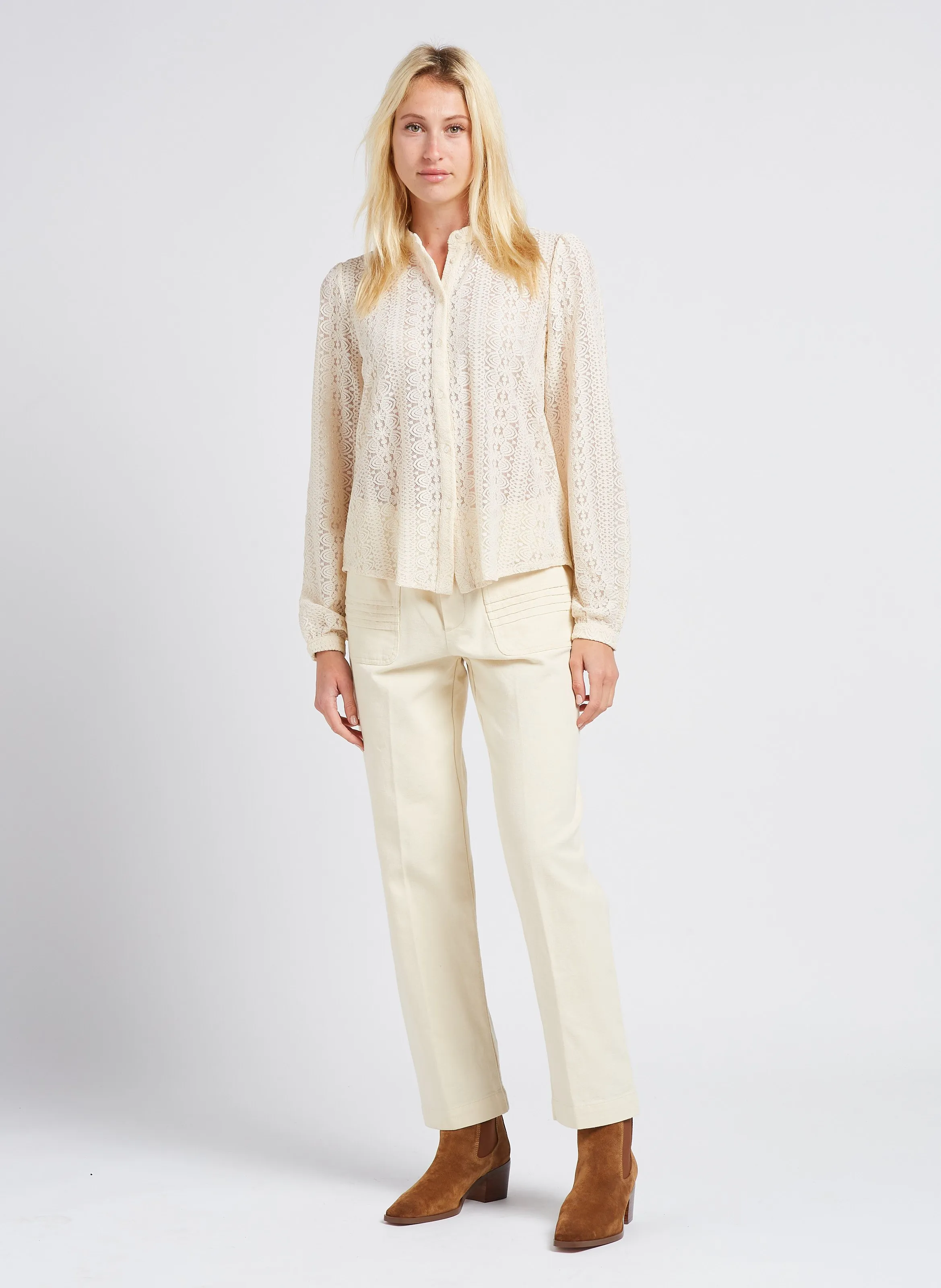  SWILDENS   ERNEST - Pantaloni dritti in cotone | Bianco
